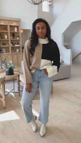 MOCK NECK COLORBLOCK SWEATER