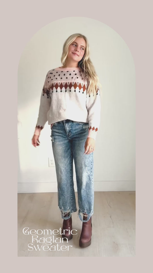 Geometric Raglan Sweater