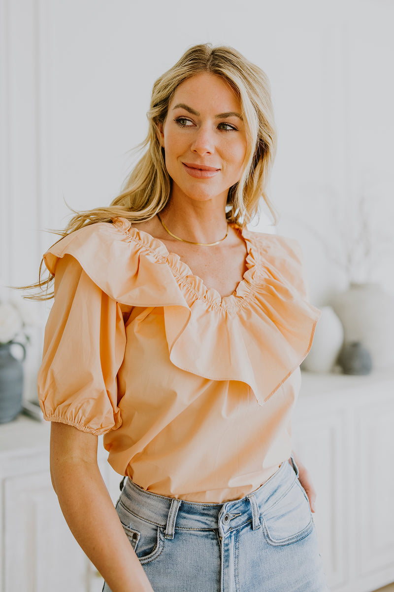 Peach Ruffle Blouse