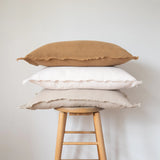Lumbar Fringed Linen Pillow COVER - Natural