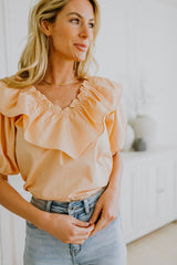 Peach Ruffle Blouse