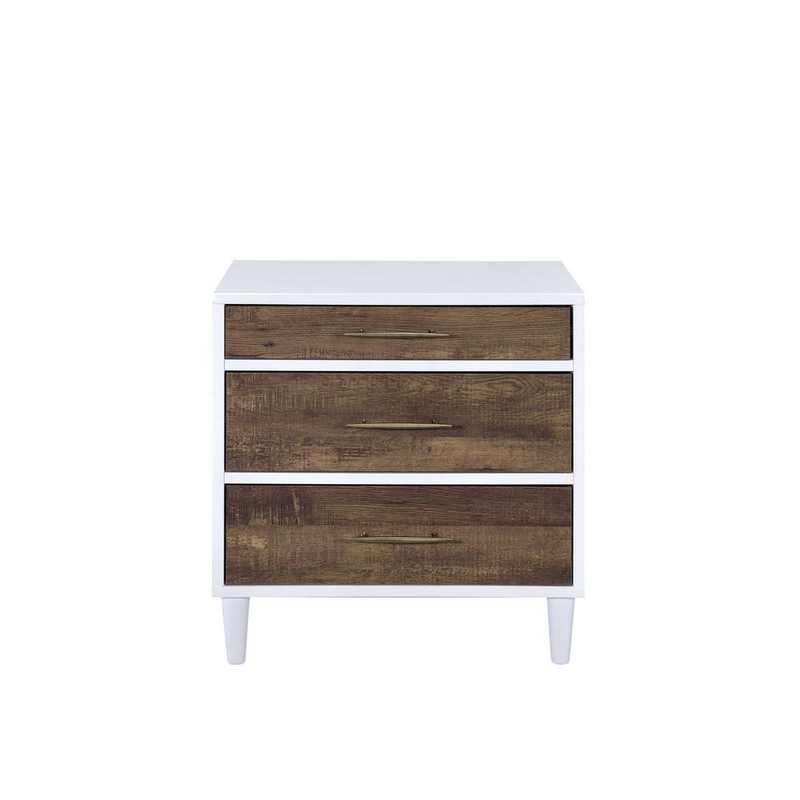 Lurel Night Table, White & Weathered Oak