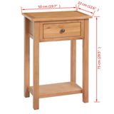 vidaXL Console Table Solid Oak Wood 19.7"x12.6"x29.5" Brown
