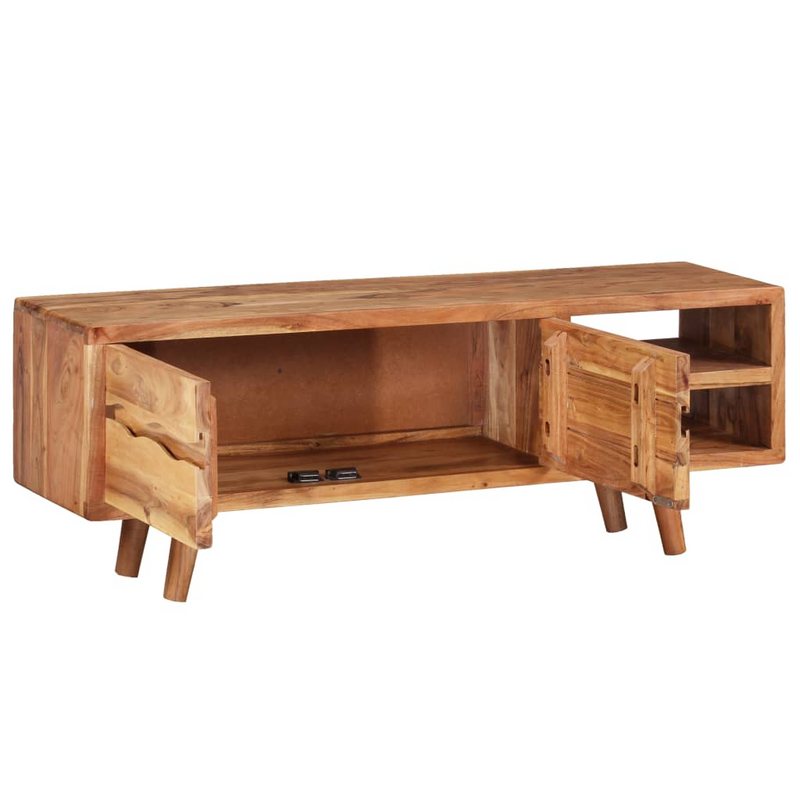 vidaXL TV Cabinet Solid Acacia Wood with Carved Doors 46.1"x11.8"x15.7"