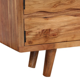 vidaXL TV Cabinet Solid Acacia Wood with Carved Doors 46.1"x11.8"x15.7"