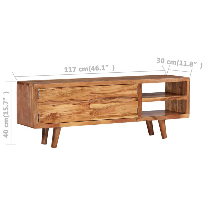 vidaXL TV Cabinet Solid Acacia Wood with Carved Doors 46.1"x11.8"x15.7"