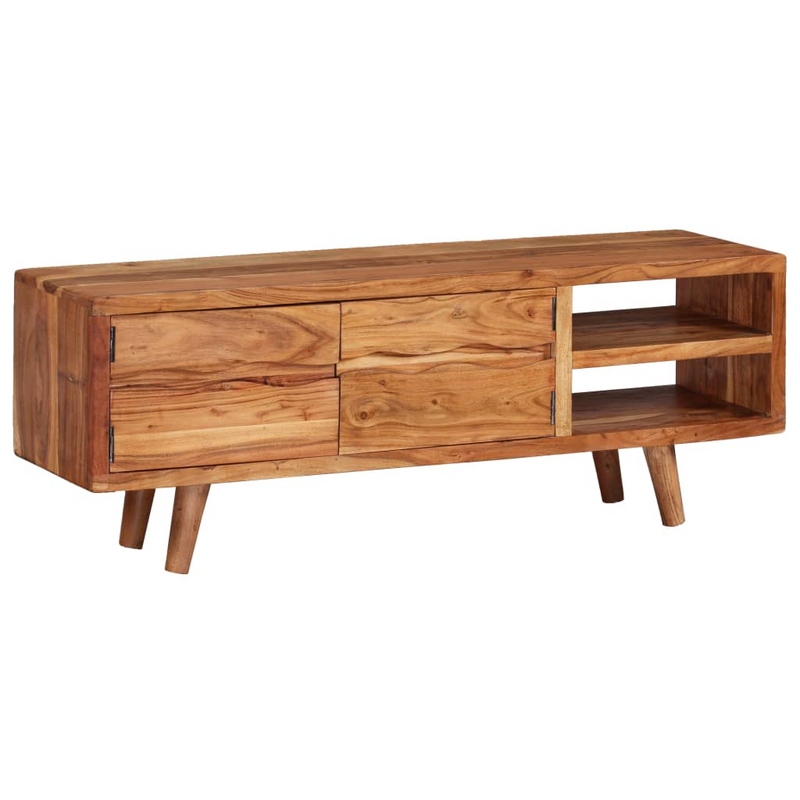 vidaXL TV Cabinet Solid Acacia Wood with Carved Doors 46.1"x11.8"x15.7"