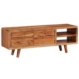 vidaXL TV Cabinet Solid Acacia Wood with Carved Doors 46.1"x11.8"x15.7"