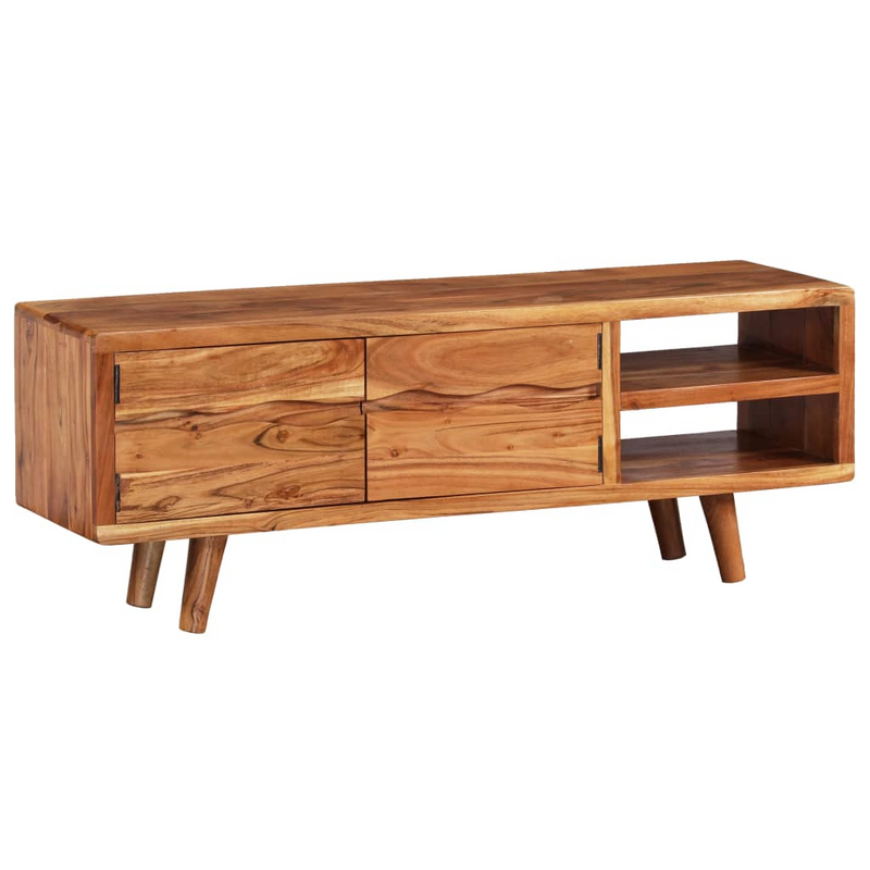 vidaXL TV Cabinet Solid Acacia Wood with Carved Doors 46.1"x11.8"x15.7"