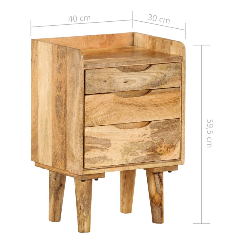 vidaXL Bedside Cabinet Solid Mango Wood 15.7"x11.8"x23.4"