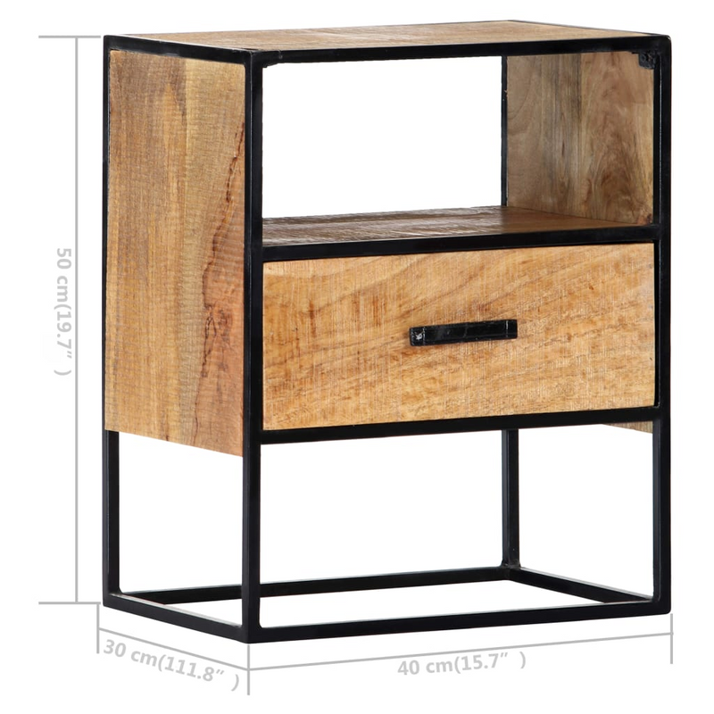 vidaXL Nightstand 15.7"x11.8"x19.6" Solid Mango Wood