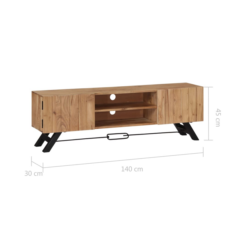 vidaXL TV Cabinet 55.1"x11.8"x17.7" Solid Acacia Wood