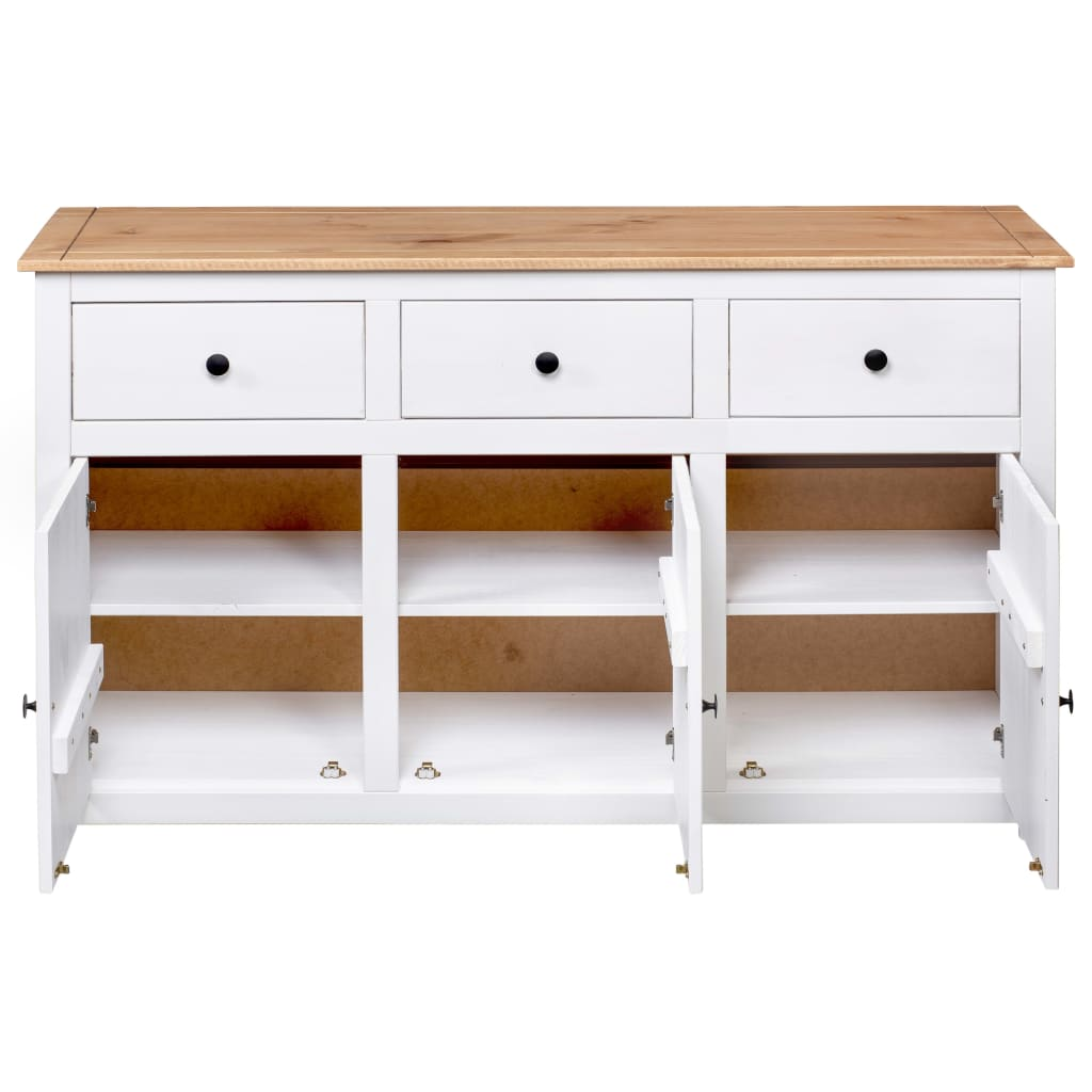 vidaXL Sideboard White 53.1"x15.7"x31.5" Solid Pinewood Panama Range