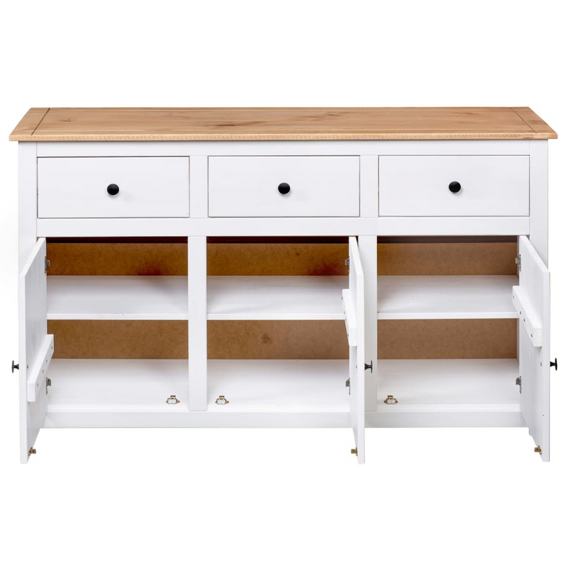 vidaXL Sideboard White 53.1"x15.7"x31.5" Solid Pinewood Panama Range