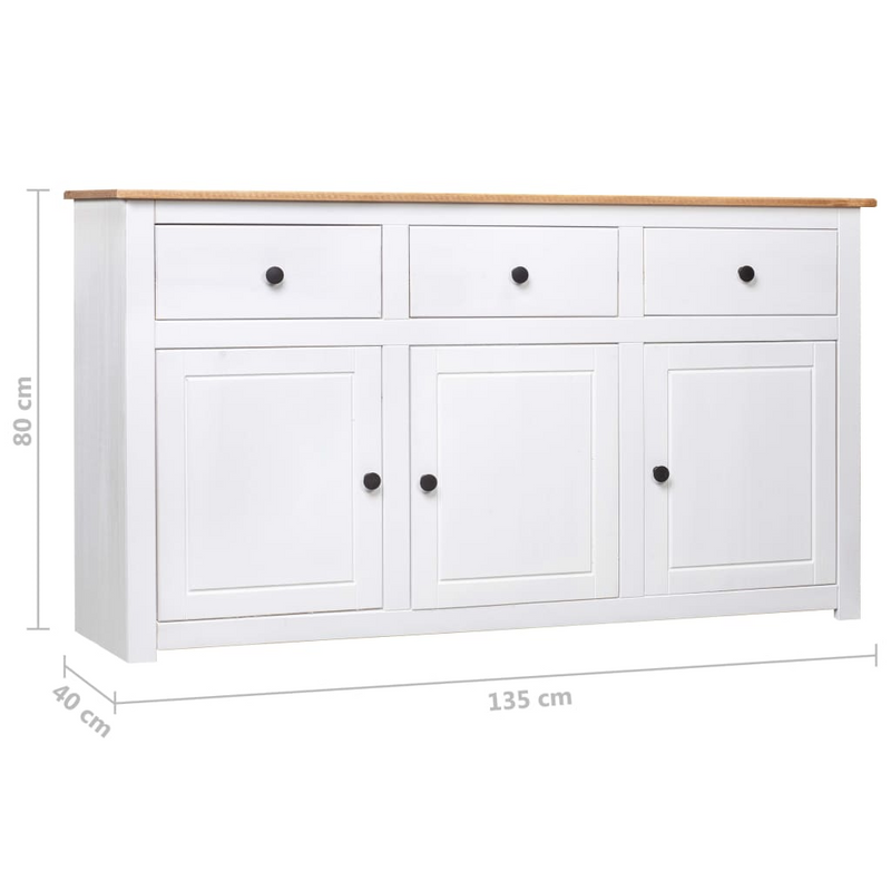 vidaXL Sideboard White 53.1"x15.7"x31.5" Solid Pinewood Panama Range