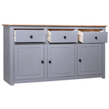 vidaXL Sideboard Gray 53.1"x15.7"x31.5" Solid Pinewood Panama Range