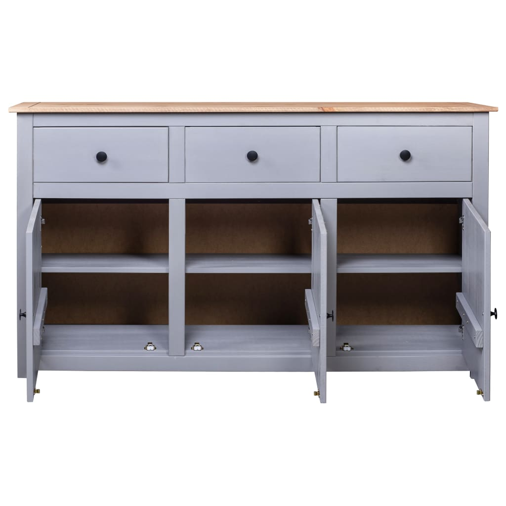 vidaXL Sideboard Gray 53.1"x15.7"x31.5" Solid Pinewood Panama Range