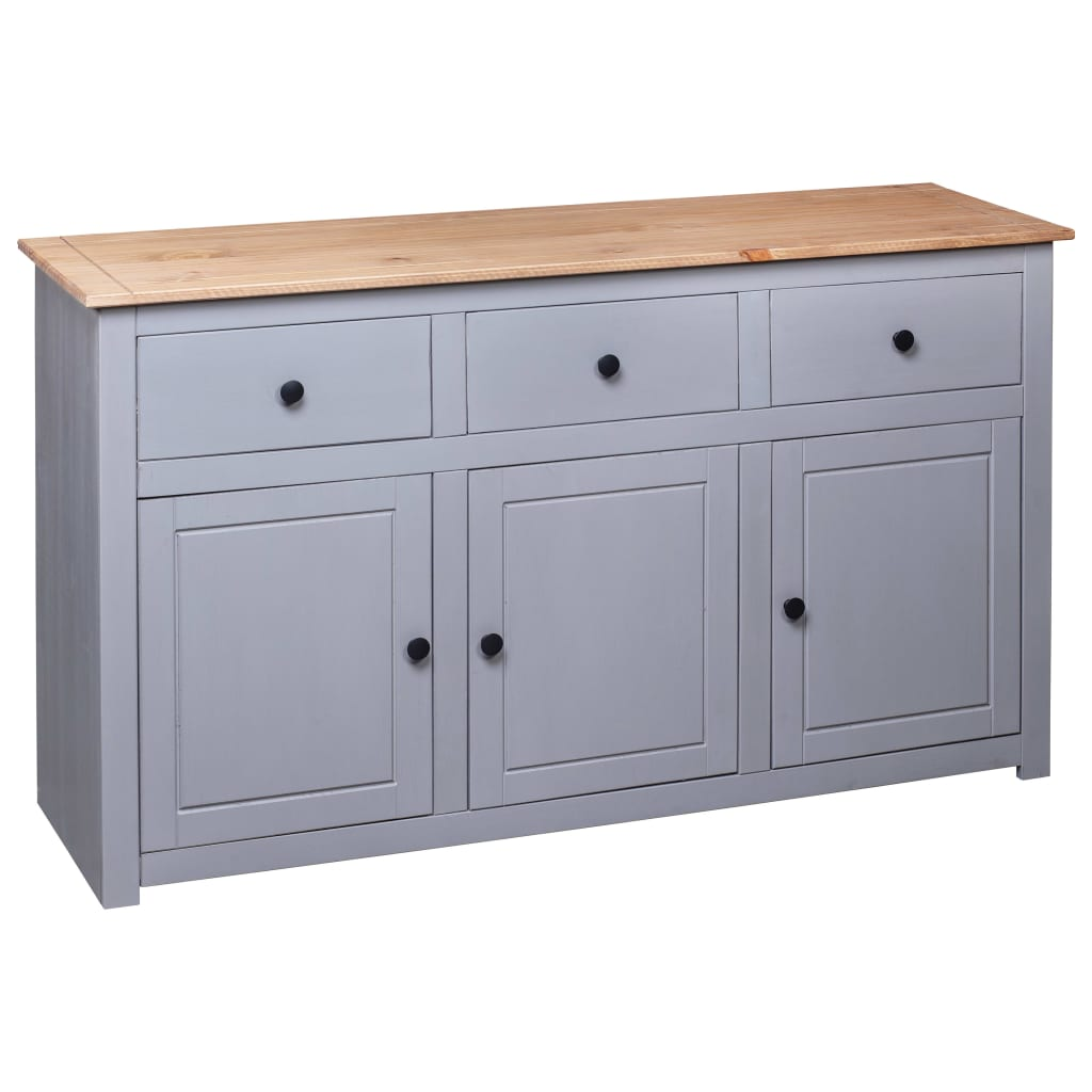 vidaXL Sideboard Gray 53.1"x15.7"x31.5" Solid Pinewood Panama Range