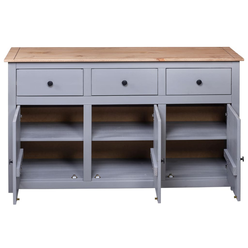 vidaXL Sideboard Gray 53.1"x15.7"x31.5" Solid Pinewood Panama Range