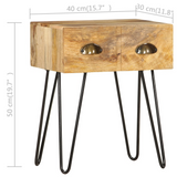 vidaXL Bedside Cabinet 15.7"x11.8"x19.7" Solid Mango Wood