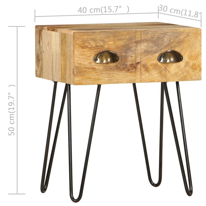 vidaXL Bedside Cabinet 15.7"x11.8"x19.7" Solid Mango Wood