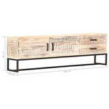 vidaXL TV Cabinet White 55.1"x11.8"x17.7" Solid Acacia Wood