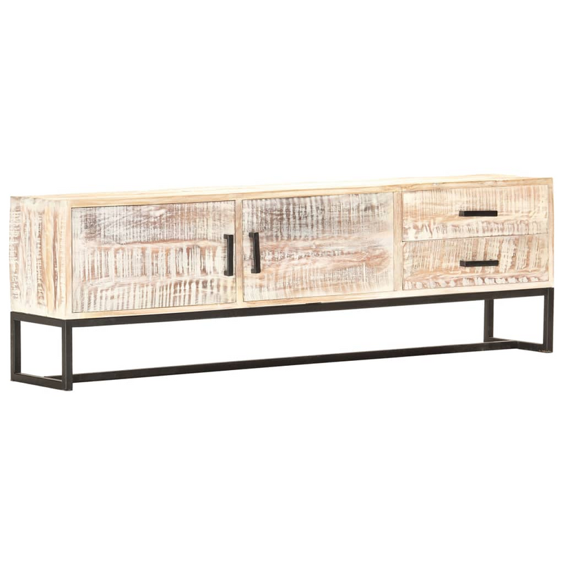 vidaXL TV Cabinet White 55.1"x11.8"x17.7" Solid Acacia Wood