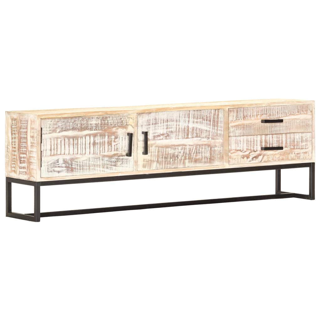 vidaXL TV Cabinet White 55.1"x11.8"x17.7" Solid Acacia Wood