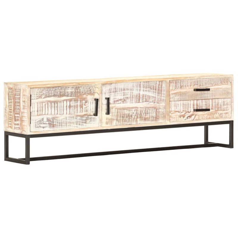 vidaXL TV Cabinet White 55.1"x11.8"x17.7" Solid Acacia Wood