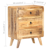 vidaXL Sideboard 23.6"x13.8"x29.5" Rough Mango Wood