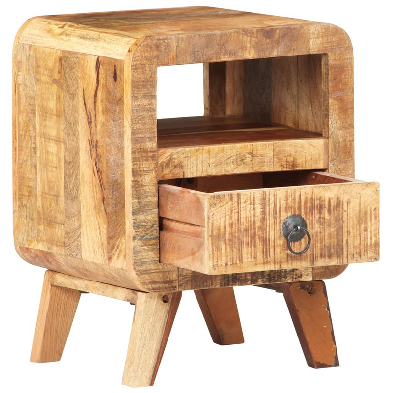 vidaXL Bedside Cabinet 11.8"x11.8"x16.1" Rough Mango Wood