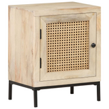 vidaXL Bedside Cabinet 15.7"x11.8"x19.7" Solid Mango Wood and Natural Cane