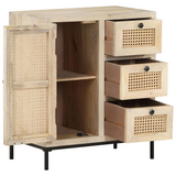 vidaXL Sideboard 23.6"x13.8"x27.6" Solid Mango Wood and Natural Cane