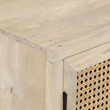 vidaXL Sideboard 23.6"x13.8"x27.6" Solid Mango Wood and Natural Cane