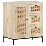 vidaXL Sideboard 23.6"x13.8"x27.6" Solid Mango Wood and Natural Cane