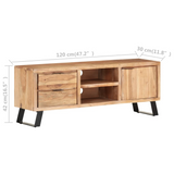 vidaXL TV Cabinet 47.2"x11.8"x16.5" Solid Acacia Wood with Live Edges