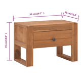vidaXL Bedside Cabinet 19.7"x11.8"x13.8" Solid Teak Wood