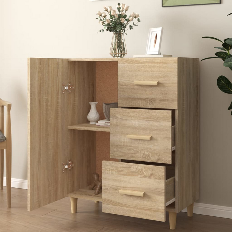 vidaXL Sideboard Sonoma Oak 27.4"x13.4"x35.4" Engineered Wood