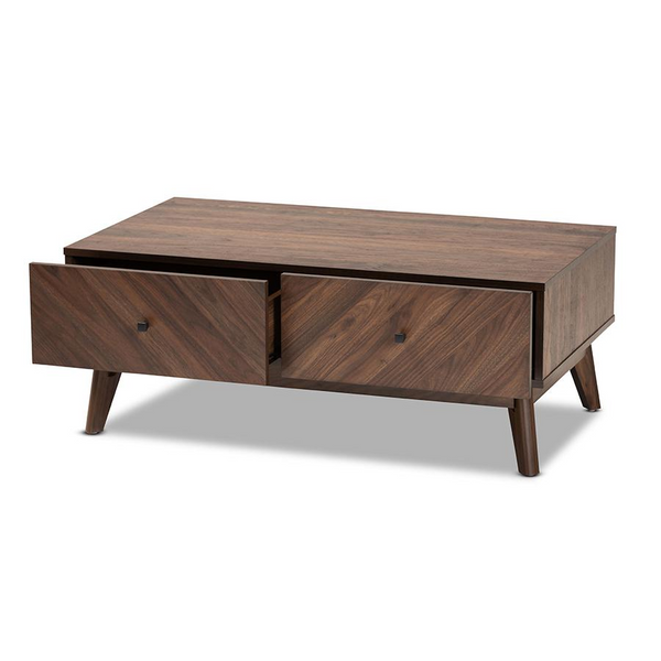 Baxton Studio Hartman Mid-Century Modern Walnut Brown Finished Wood Coffee Table