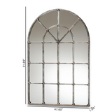 Newman Vintage Farmhouse Antique Silver Finished Arched Window Accent Wall Mirror