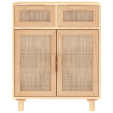 vidaXL Sideboard Brown 23.6"x11.8"x29.5" Solid Wood Pine and Natural Rattan