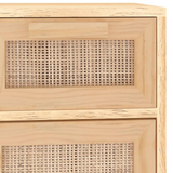 vidaXL Sideboard Brown 23.6"x11.8"x29.5" Solid Wood Pine and Natural Rattan
