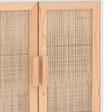 vidaXL Sideboard White 23.6"x11.8"x27.6" Solid Wood Pine and Natural Rattan