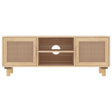 vidaXL TV Cabinet Brown 41.3"x11.8"x15.7" Solid Wood Pine&Natural Rattan