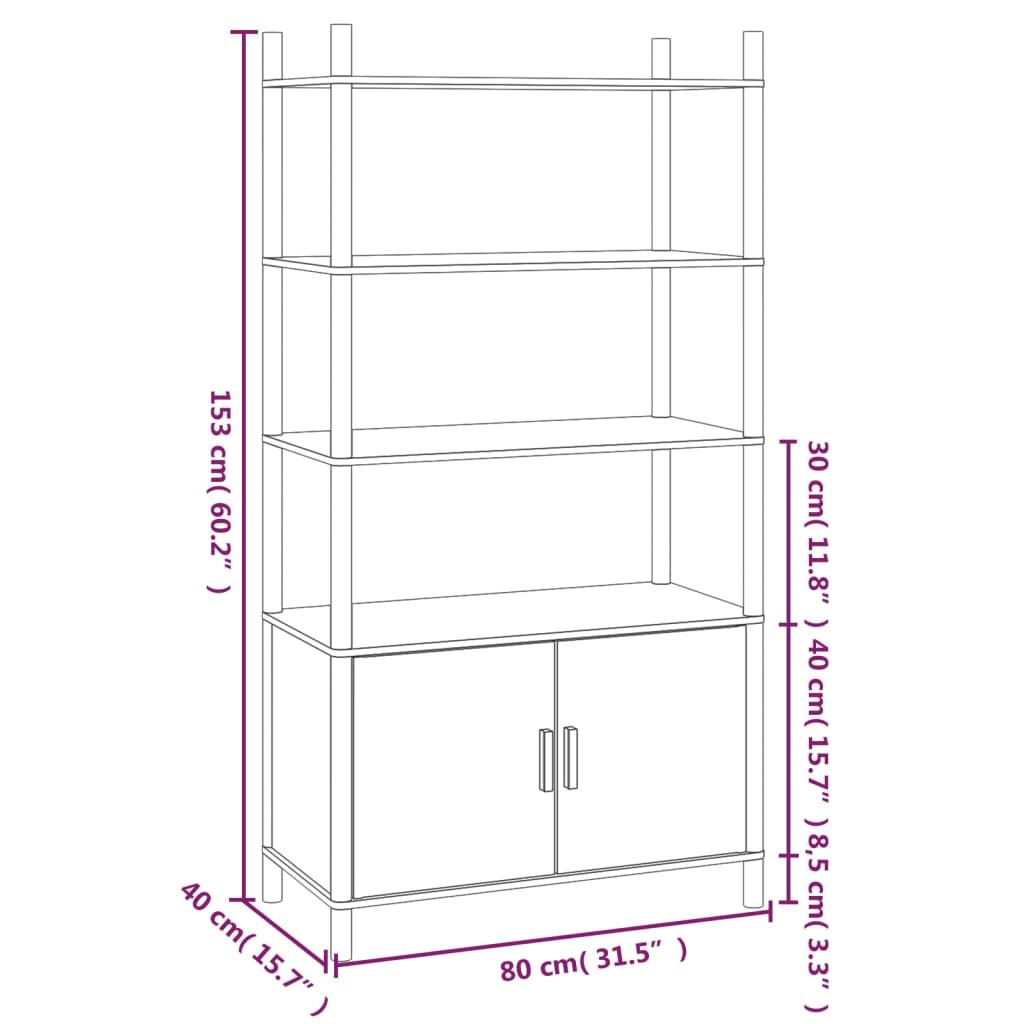 vidaXL Highboard 31.5"x15.7"x60.2" Engineered Wood