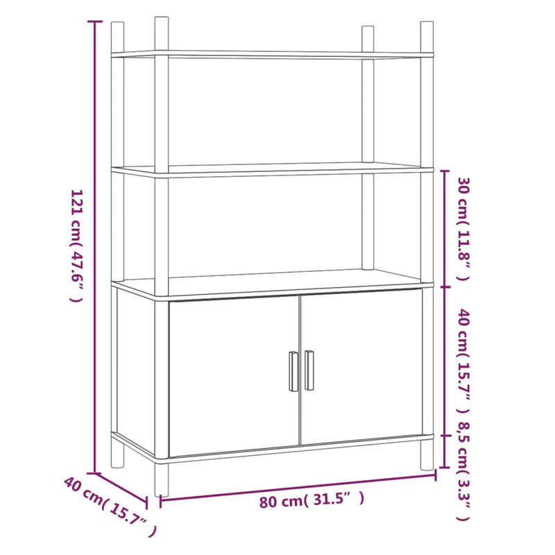 vidaXL Highboard Black 31.5"x15.7"x47.6" Engineered Wood