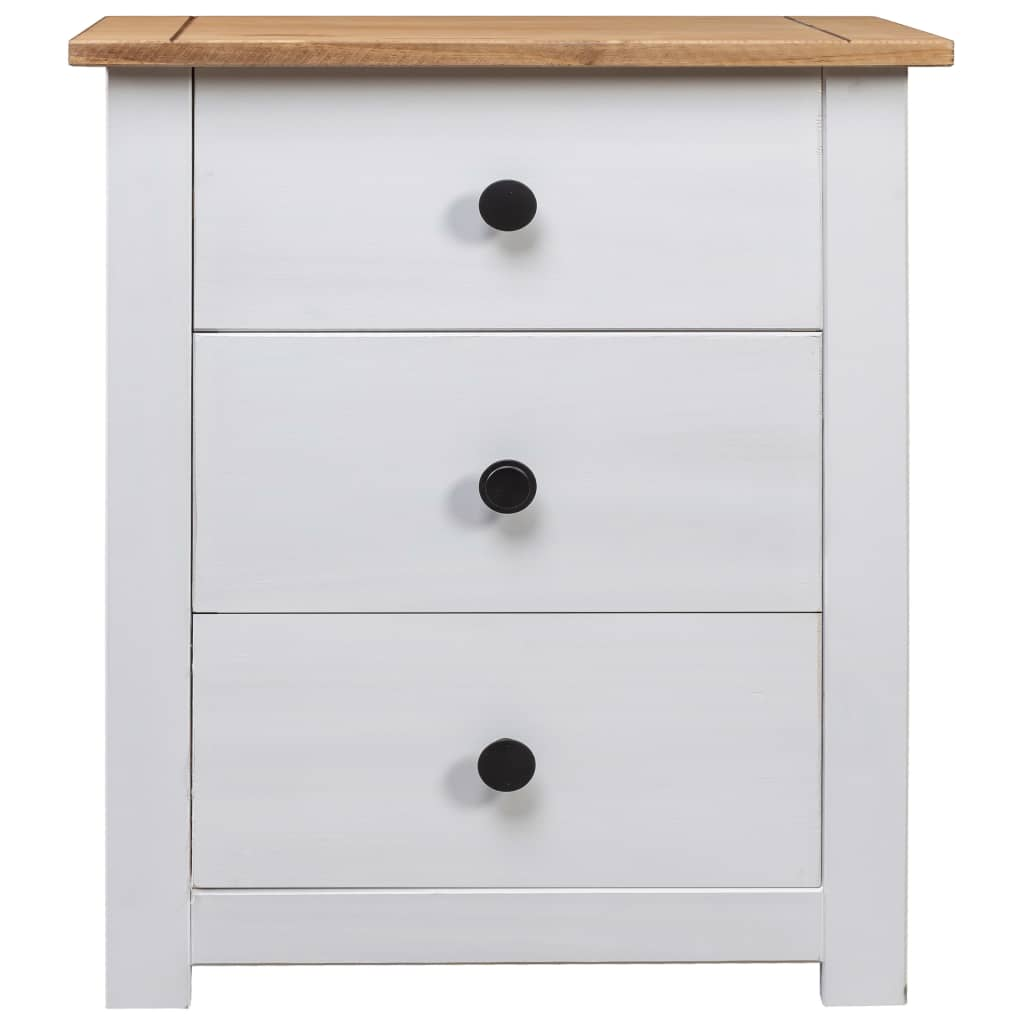 vidaXL Bedside Cabinet White 18.1"x15.7"x22.4" Pinewood Panama Range