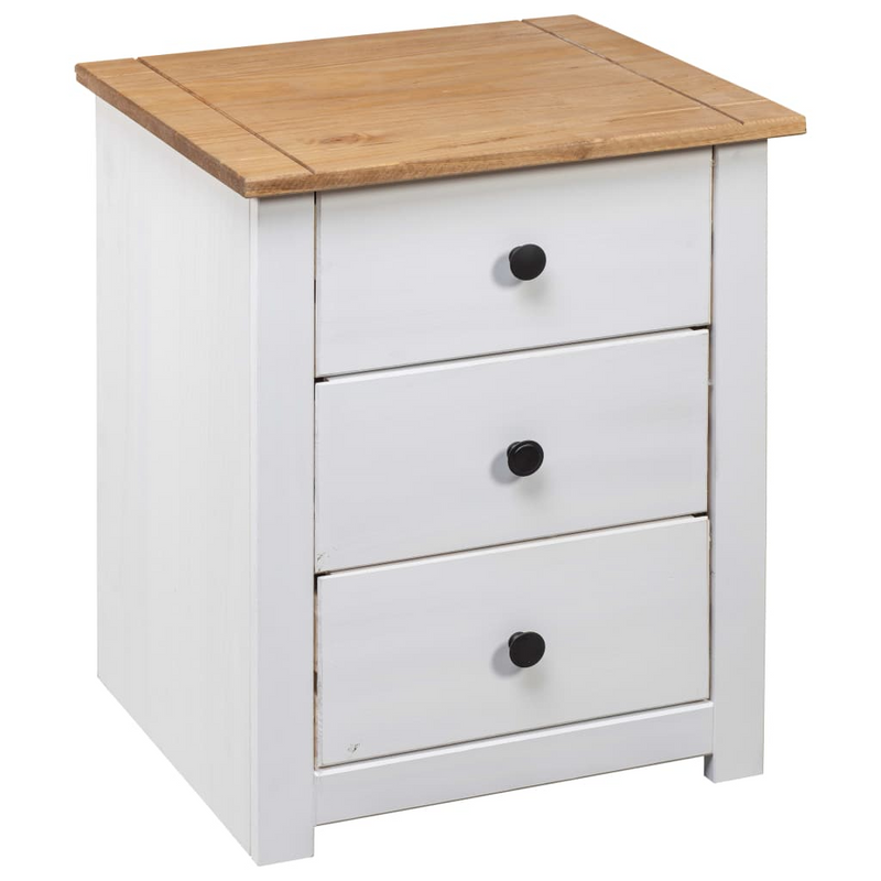 vidaXL Bedside Cabinet White 18.1"x15.7"x22.4" Pinewood Panama Range