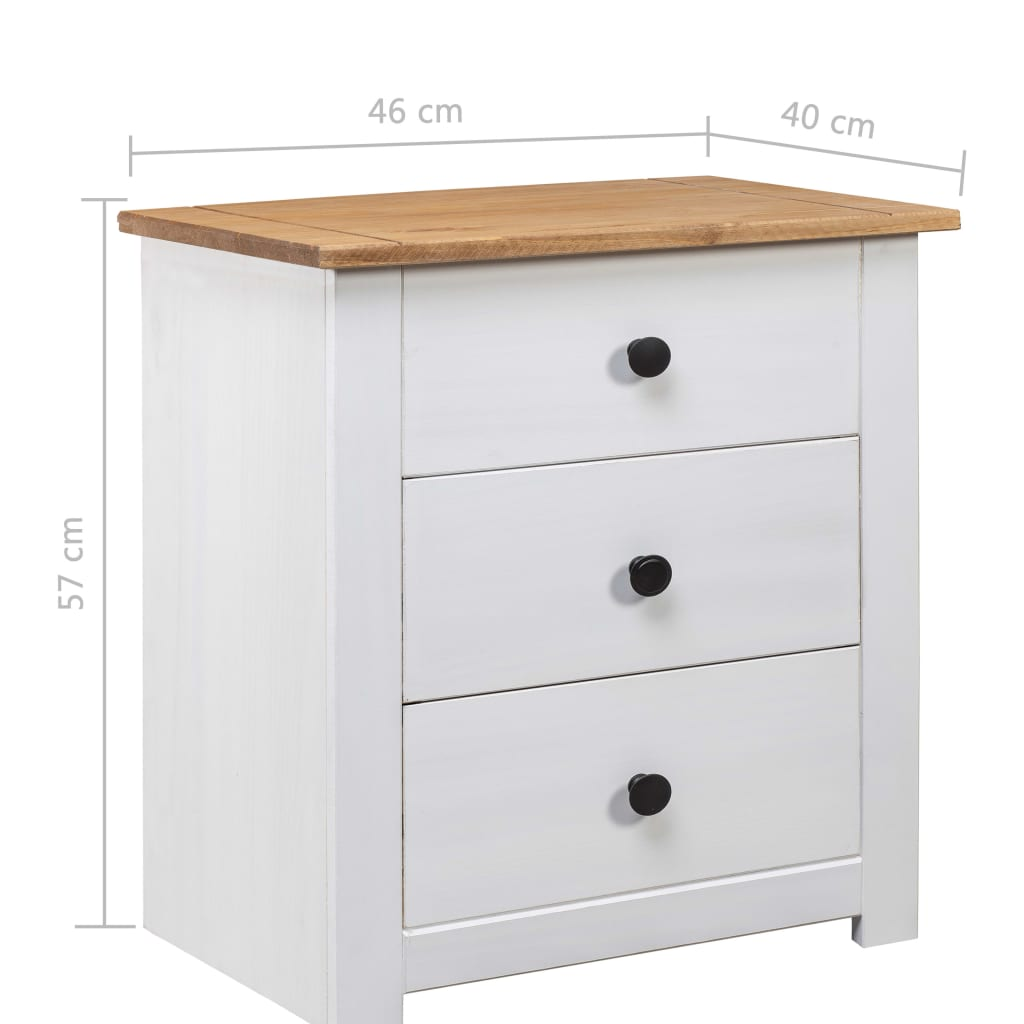 vidaXL Bedside Cabinet White 18.1"x15.7"x22.4" Pinewood Panama Range