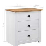 vidaXL Bedside Cabinet White 18.1"x15.7"x22.4" Pinewood Panama Range